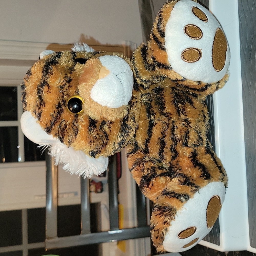 Taddle Toes Trooper Tiger Brown and Black Aurora Plush Stuffed Animal Toy rare
